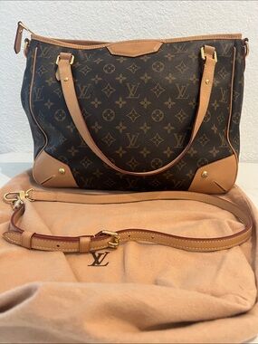 Louis Vuitton Monogram Canvas Shoulder Tote in Brown and Tan